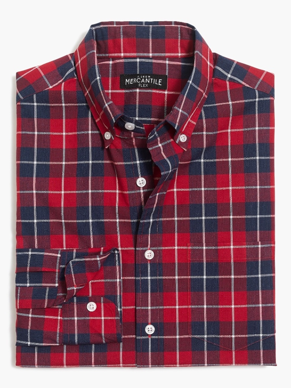 J. Crew Factory Plaid Slim Flex Heather Washed Button Down Oxford Shirt